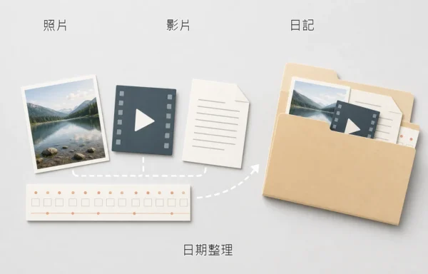 時光小屋備份助手可備份照片、影片、日記與照片說明並依日期整理